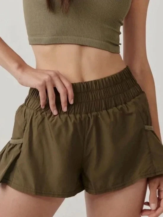 Free People Movement Olive Green Women's Athletic Shorts - Picture 4 of 11